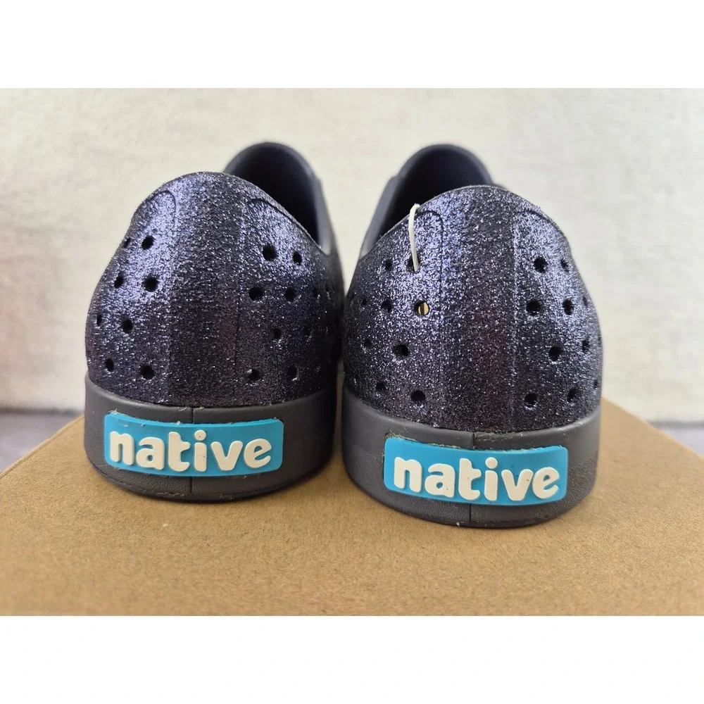 Native Shoes Jefferson Bling Onyx Glitter Slip On Men 8 Women 10 11100112-1142